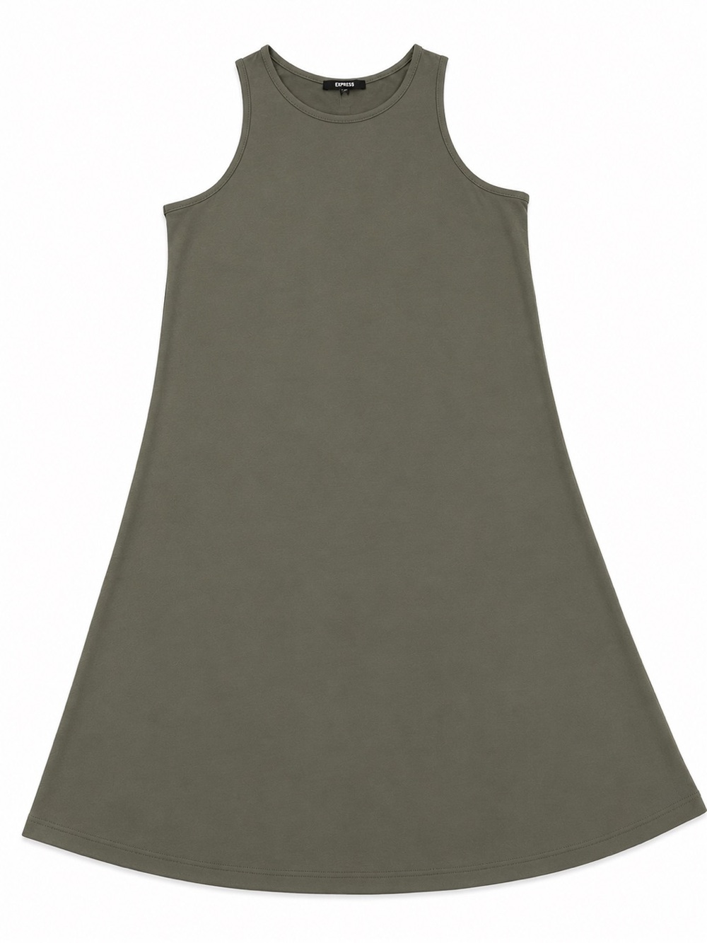 Quince Olive Green Sleeveless A-Line Midi Dress